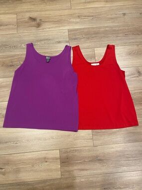 Chico's Sleeveless Scoop Tank Top Bundle Purple and Red XL